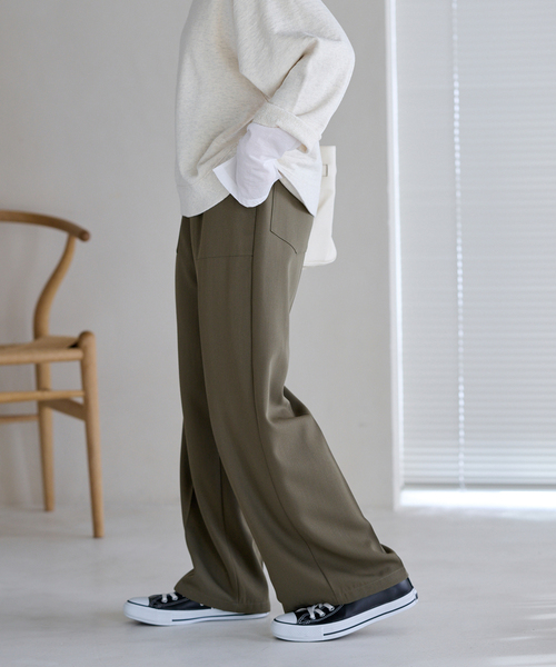 FRAMeWORK（フレームワーク）の「ウール混バックサテンベイカーパンツ