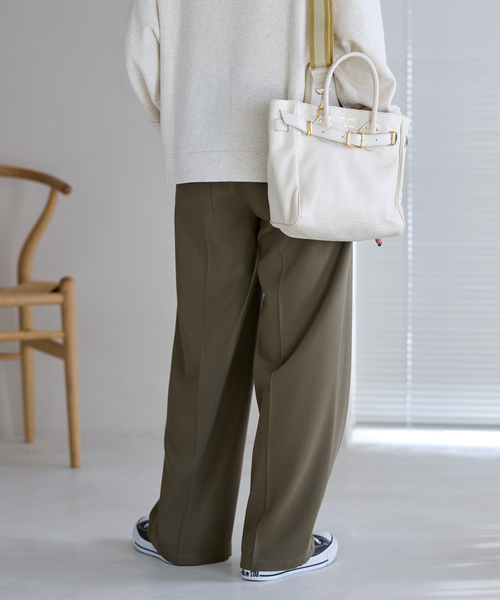 FRAMeWORK（フレームワーク）の「ウール混バックサテンベイカーパンツ