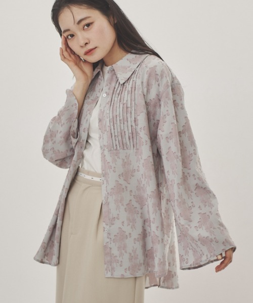 idem（イデム）の「sheer jacquard flower shirt/シアー花柄シャツ
