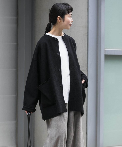 かぐれ（カグレ）の「ウールノーカラージャケット（ノーカラー