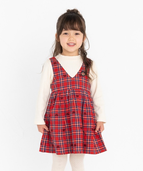 MIKI HOUSE（ミキハウス）の「重ね着風チェックワンピース（ワンピース