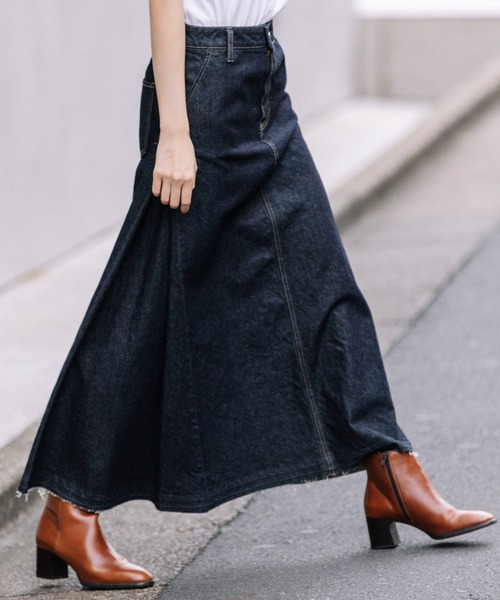 セール】12ozデニムマキシスカート（デニムスカート）｜Munich（ミュー