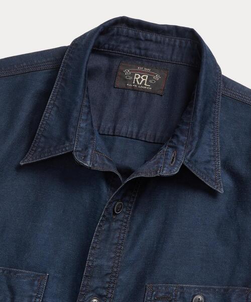 インディゴ コットンリネン サティーン ワークシャツ（シャツ/ブラウス