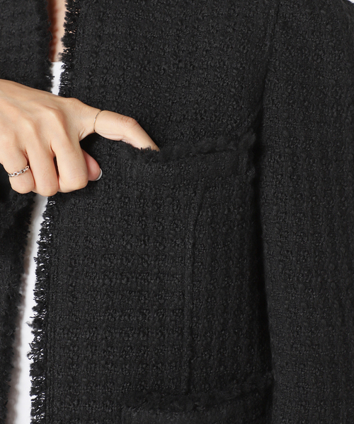 Noble（ノーブル）の「Le Tinteツイードジャケット（ノーカラー