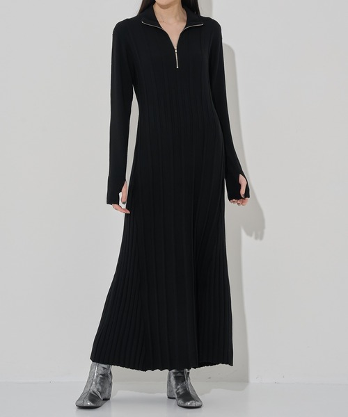 CINOH/チノ】別注 ZIP KNIT DRESS/ジップニットワンピース（ドレス
