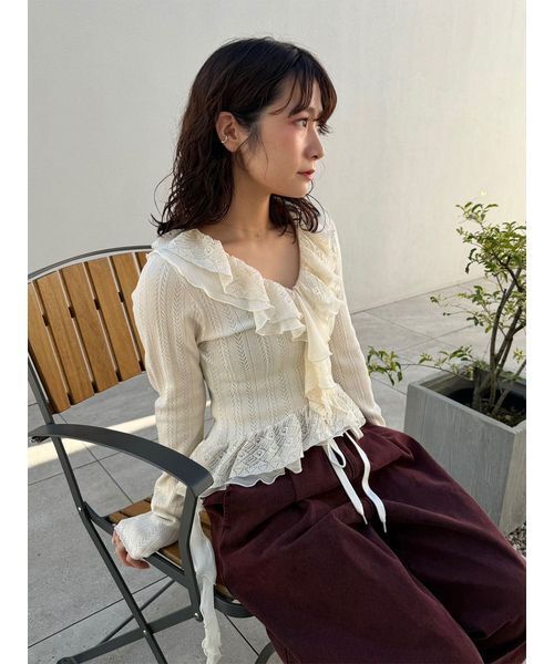 ボリュームフリルニットトップス（ニット/セーター）｜LILY BROWN