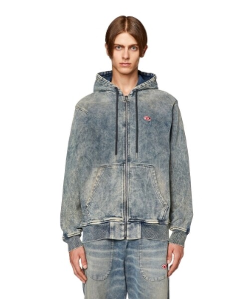 DIESEL（ディーゼル）の「メンズ トラックデニム ジップアップパーカー