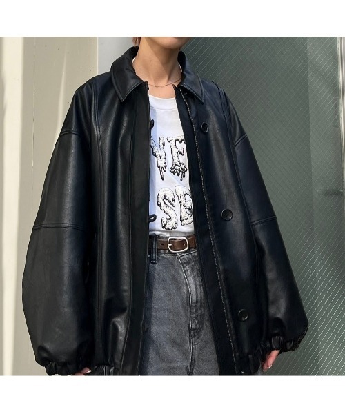 BLACK BY MOUSSY（ブラックバイマウジー）の「fake leather jacket