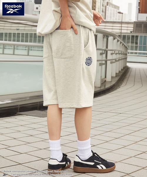 Reebok/リーボック 別注 セットアップ ダブルロゴ刺繍 ドロスト半袖