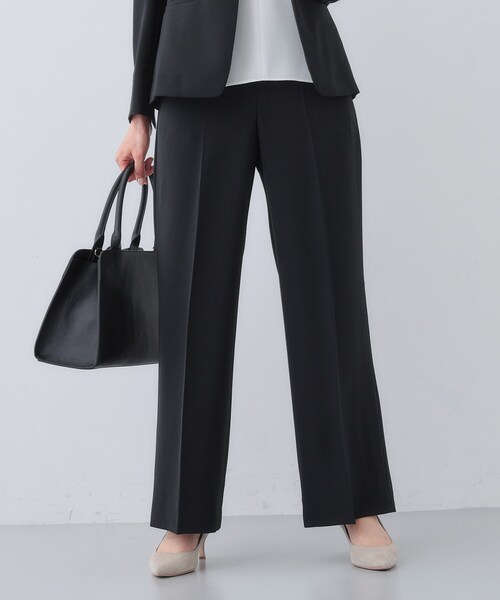 洗える／UVケア／SETUP可能】ウール調ワイドパンツ（スーツパンツ