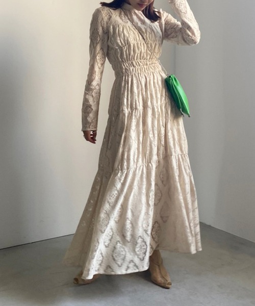 Ameri（アメリ）の「LACE SHIRRING DRESS（ワンピース）」 - WEAR
