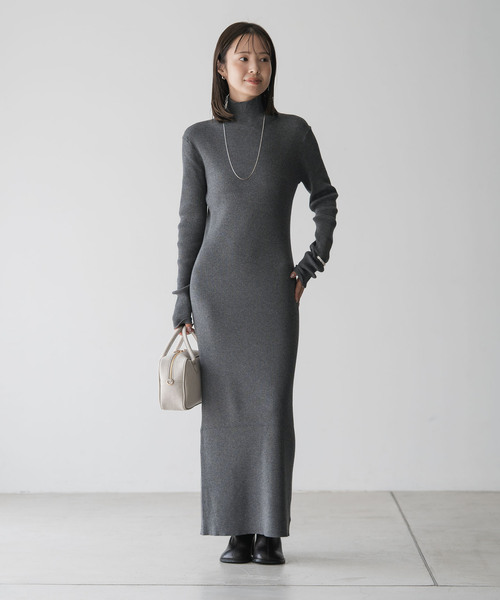 RY/PLリブハイネックロングワンピース（ワンピース）｜NOBLE（ノーブル