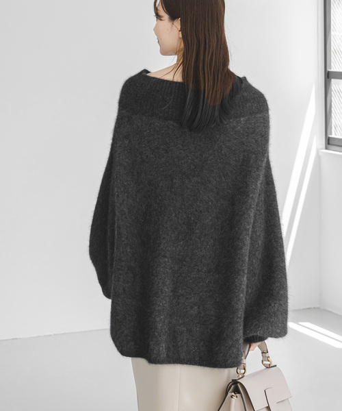 ノーブル 人気 ファーニット オフショル プルオーバー ブラック系