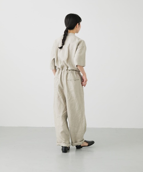 かぐれ（カグレ）の「リネンハーフスリーブオールインワン（サロペット