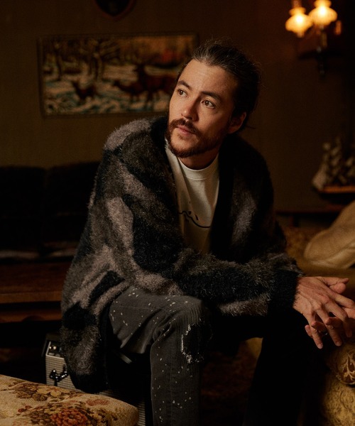 セール】【RE: Number (N)ine】FEATHERY YARN ARGYLE JACQYARD KNIT