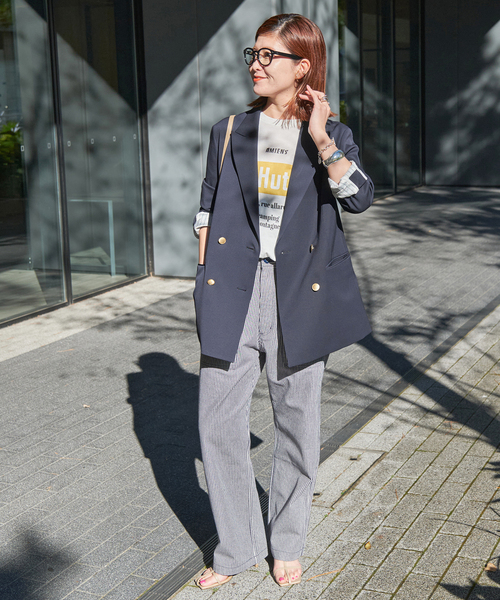 セール】ドライツイルダブルブレストジャケット（テーラードジャケット