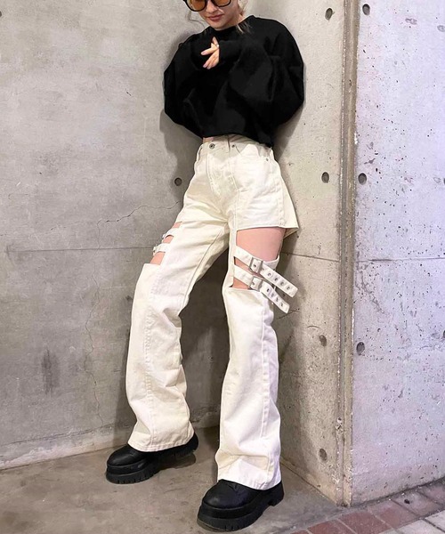 SPIRALGIRL（スパイラルガール）の「サイドオープンベルトデニム