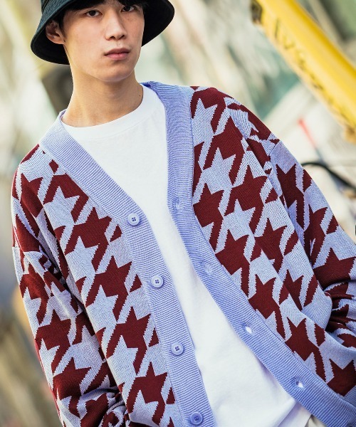 セール】【improves】千鳥格子柄 ニット カーディガン（カーディガン