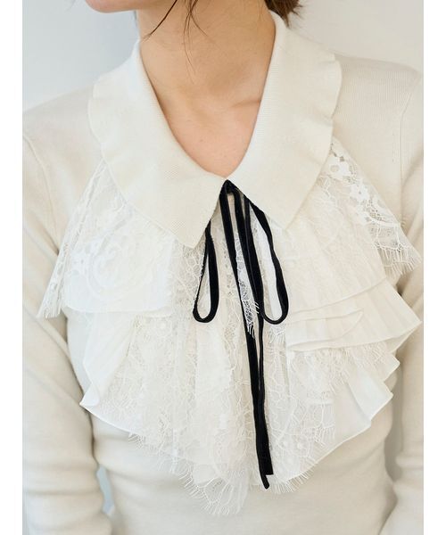 セール】Sustainableレイヤードラッフルニットプルオーバー（ニット