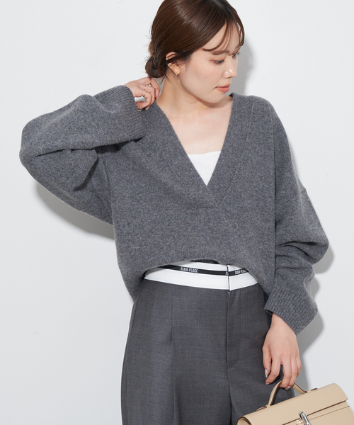 plage（プラージュ）の「CASHMERE Mix フカVネック プルオーバー