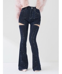 デニムパンツ（ブルー・ネイビー/青色系・ビジュー）ファッション通販