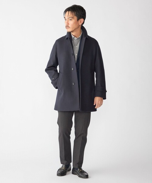 SHIPS: SUPER 140's メルトン カーコート（ステンカラーコート