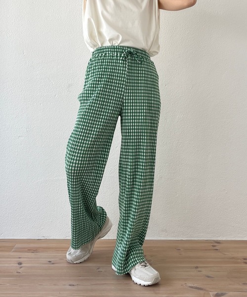 gingham check pleats pants / セルフカット可能なギンガムチェック
