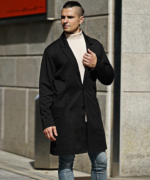 セール】スプリングチェスターコート メンズ ポンチロングコート 春服