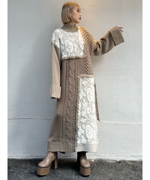 MURUA（ムルーア）の「【YUKKOコラボ】ジャガードブロックワンピース