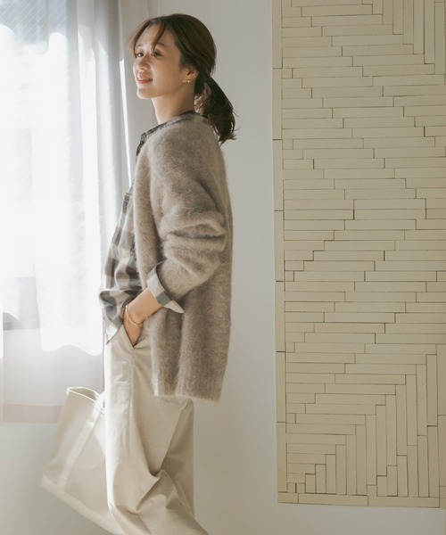 セール】アルパカミックスシャギーニットカーディガン（カーディガン