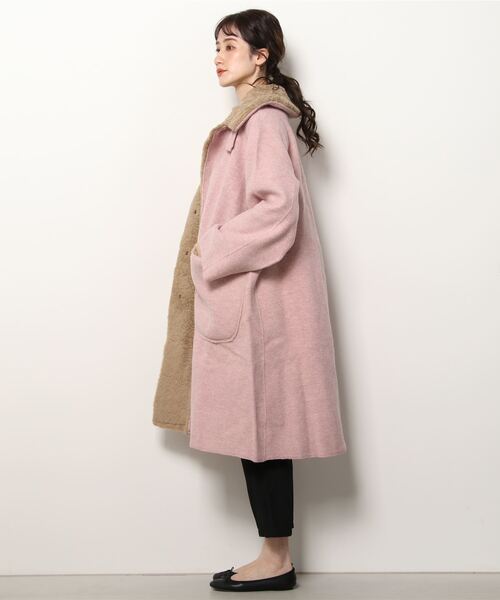 45R（フォーティファイブアール）の「縮絨ニット×ボアのテントコート