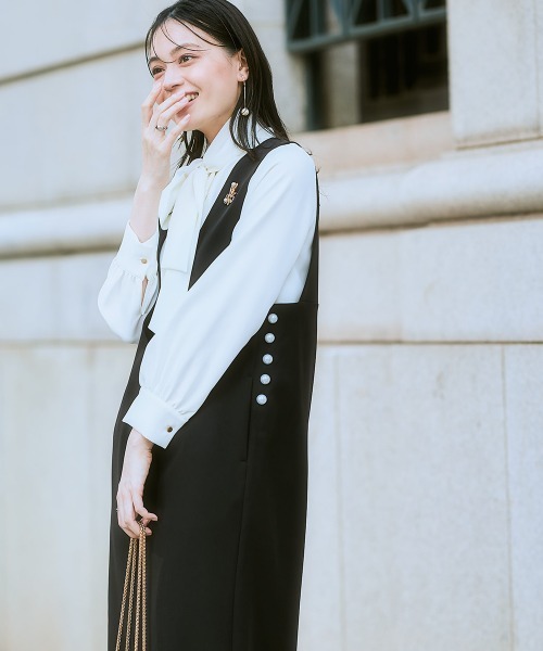 入学式・卒業式】ダブルクロスジャンパースカート+ボウタイリボン