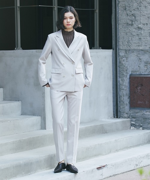 セール】ダブルテーラードジャケット＆テーパードパンツスーツセット