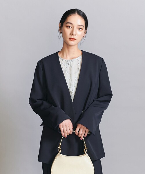 WEB限定 Wardrobe DAILY MINIMAL】ダブルクロス カラーレスジャケット