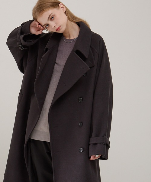 セール】2WAYオーバーサイズメルトンダブルヨークラグラントレンチ