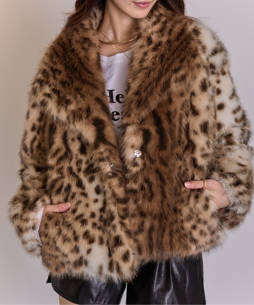 セール】ヒョウ柄 フェイクファー コート（その他アウター）｜pumpkin