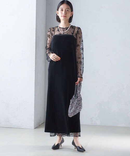 kaene:フロッキー レース ポリエステルベロア 2WAY ドレス（セレモニー