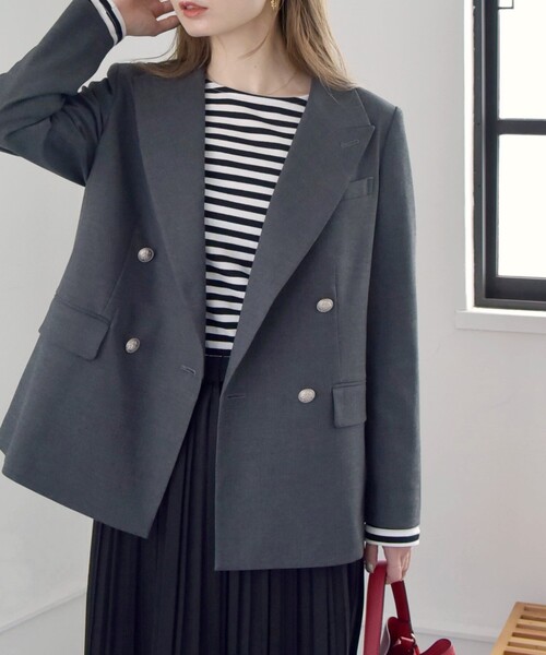 quaranciel:〈洗濯機可能〉ハンサム ダブルブレスト ブレザー