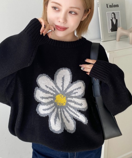 セール】【累計販売枚数2万枚突破！】5Gフラワージャガードニットプル