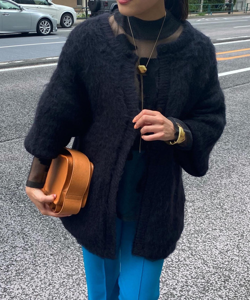 Ameri（アメリ）の「2WAY MOHAIR SHAGGY KNIT（カーディガン/ボレロ