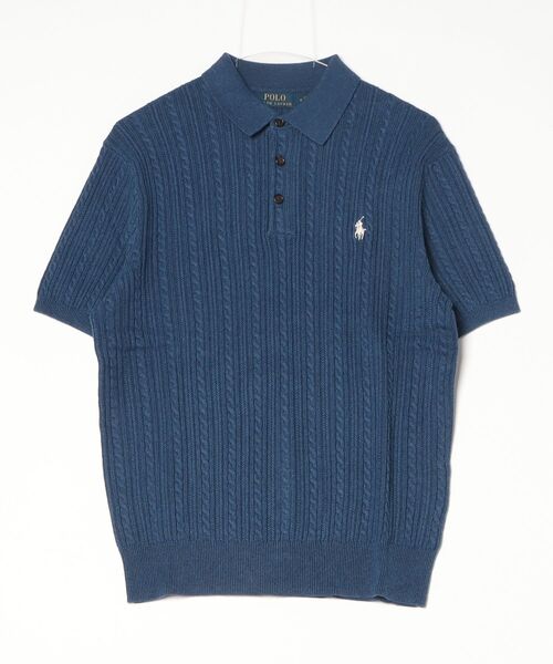 ケーブルニット コットン ポロカラー セーター（ニット/セーター