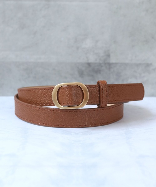 セール】【無段階調整】オーバルフレームノンホールレザーベルト