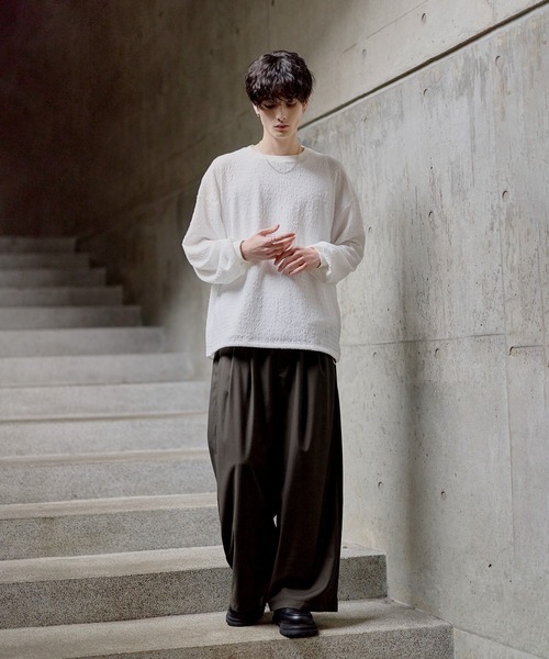 ETELIO（エテリオ）の「シャーリングロングTシャツ【ドローコード付き