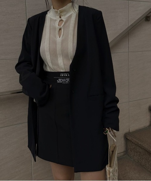 TWILL COLLARLESS JACKET（ノーカラージャケット）｜Ameri（アメリ）の