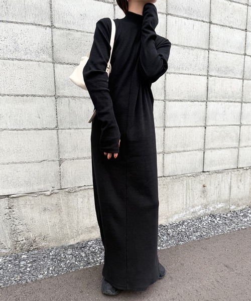 セール】フィンガースリーブプチハイリブワンピース≪スタイルアップ