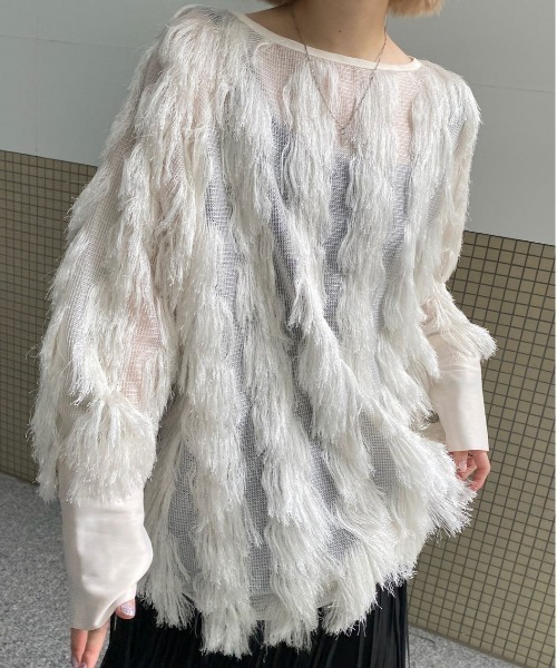 Ameri（アメリ）の「FULL FRINGE OVER TOP（Tシャツ/カットソー）」 - WEAR