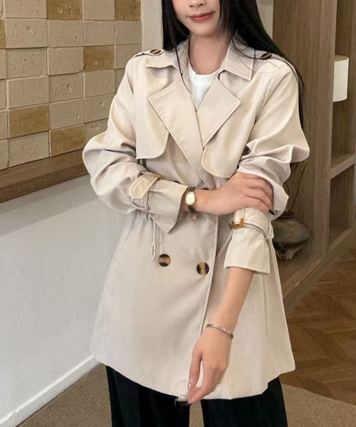 セール】【春夏新作】ウエスト絞りハーフトレンチコート（トレンチ