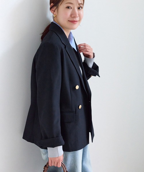 セール】【低身長・小柄さんサイズ】クリアツイル金ボタンジャケット