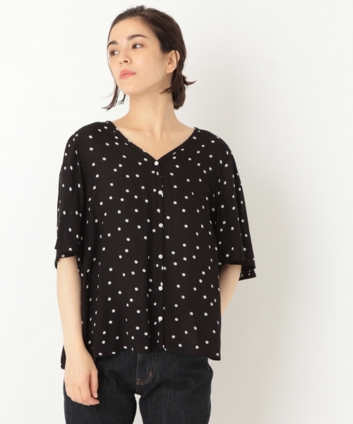 niko and（ニコアンド）の「花ドットフレア半袖ブラウス（シャツ