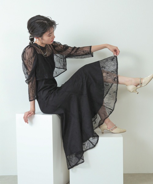 3way レースボレロセット フレア パーティー ドレス 2点 セット 結婚式